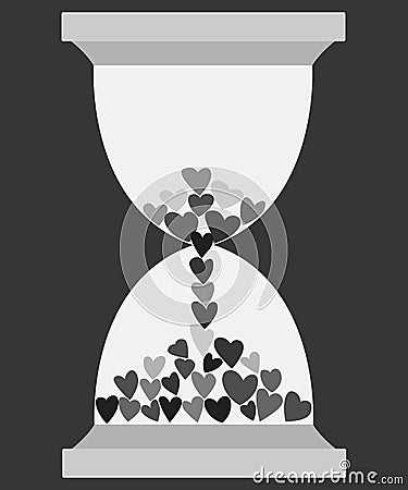 Hourglass made of hearts, abstract miniature love is not forever Cartoon Illustration